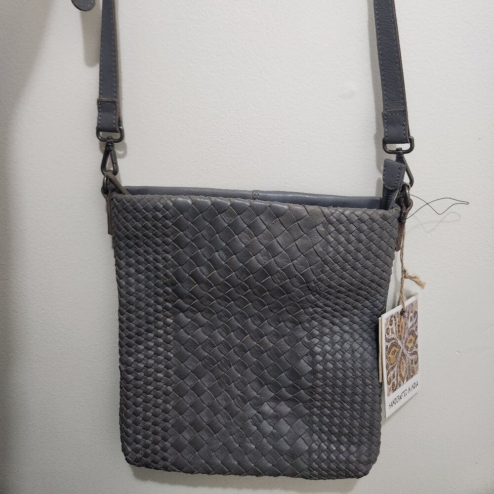 Grey Leather Crossbody!